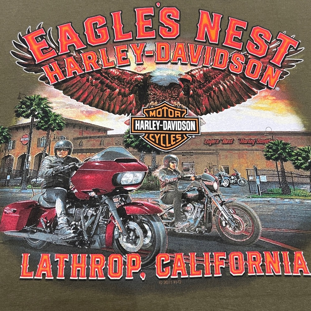 Eagles‎ Nest Harley Davidson Lathrop CA Pocket T-Shirt Graphic Tee Men Large
Top